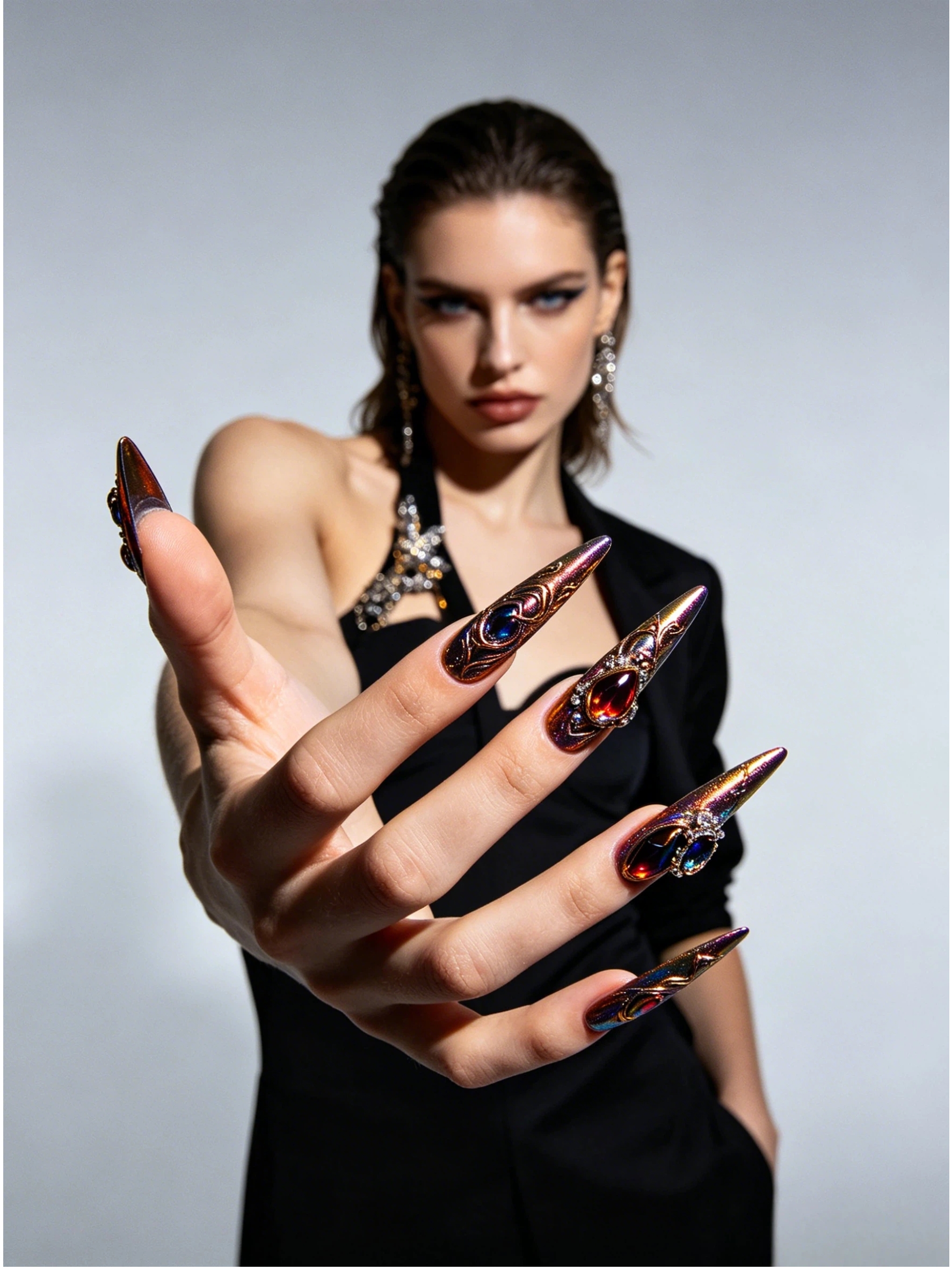 Luxury European and American style long nail stickers