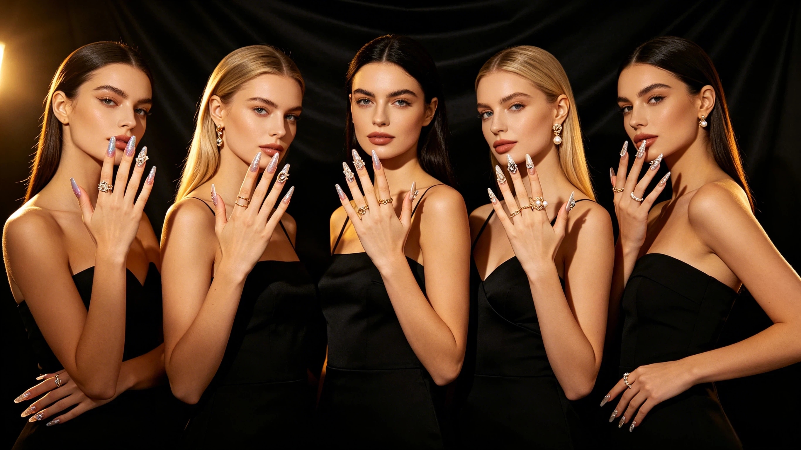 Nude minimalist everyday nails VS heavily embellished jeweled nails: Two kinds of fingertip aestheti Nude minimalist everyday nails VS heavily embellished jeweled nails: Two kinds of fingertip aestheti